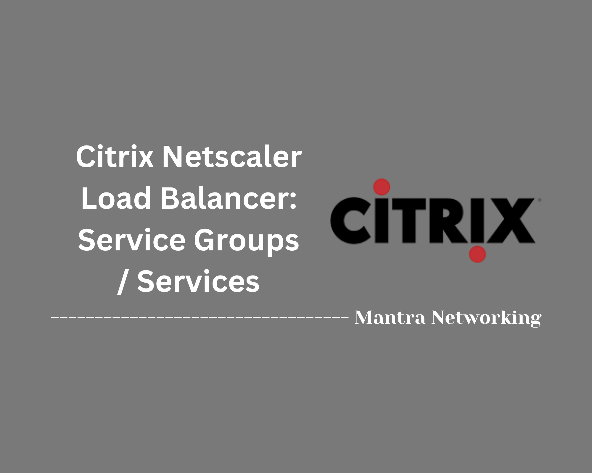 Citrix Netscaler Load Balancer: Service Groups / Services