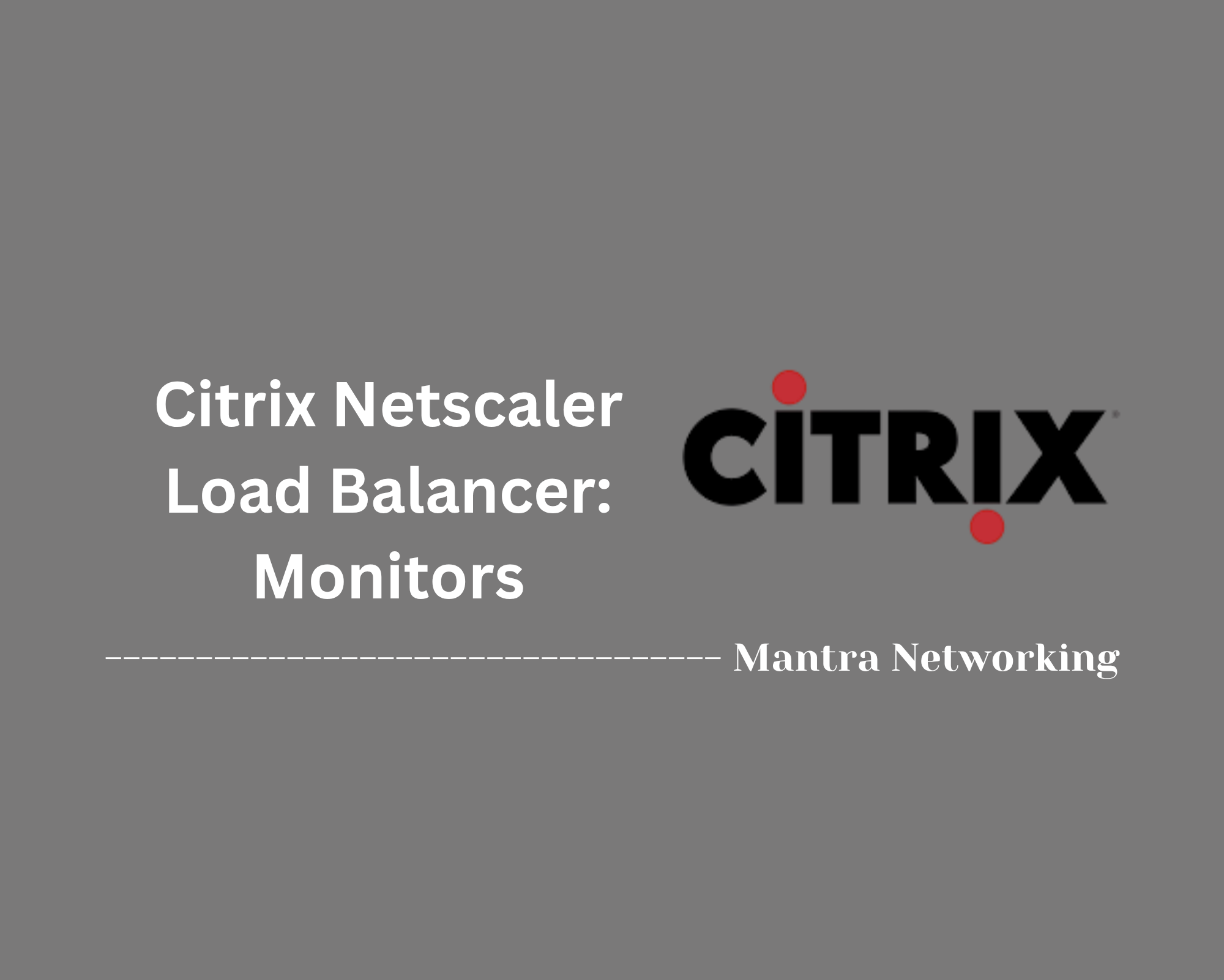 Citrix Netscaler Load Balancer: Monitors