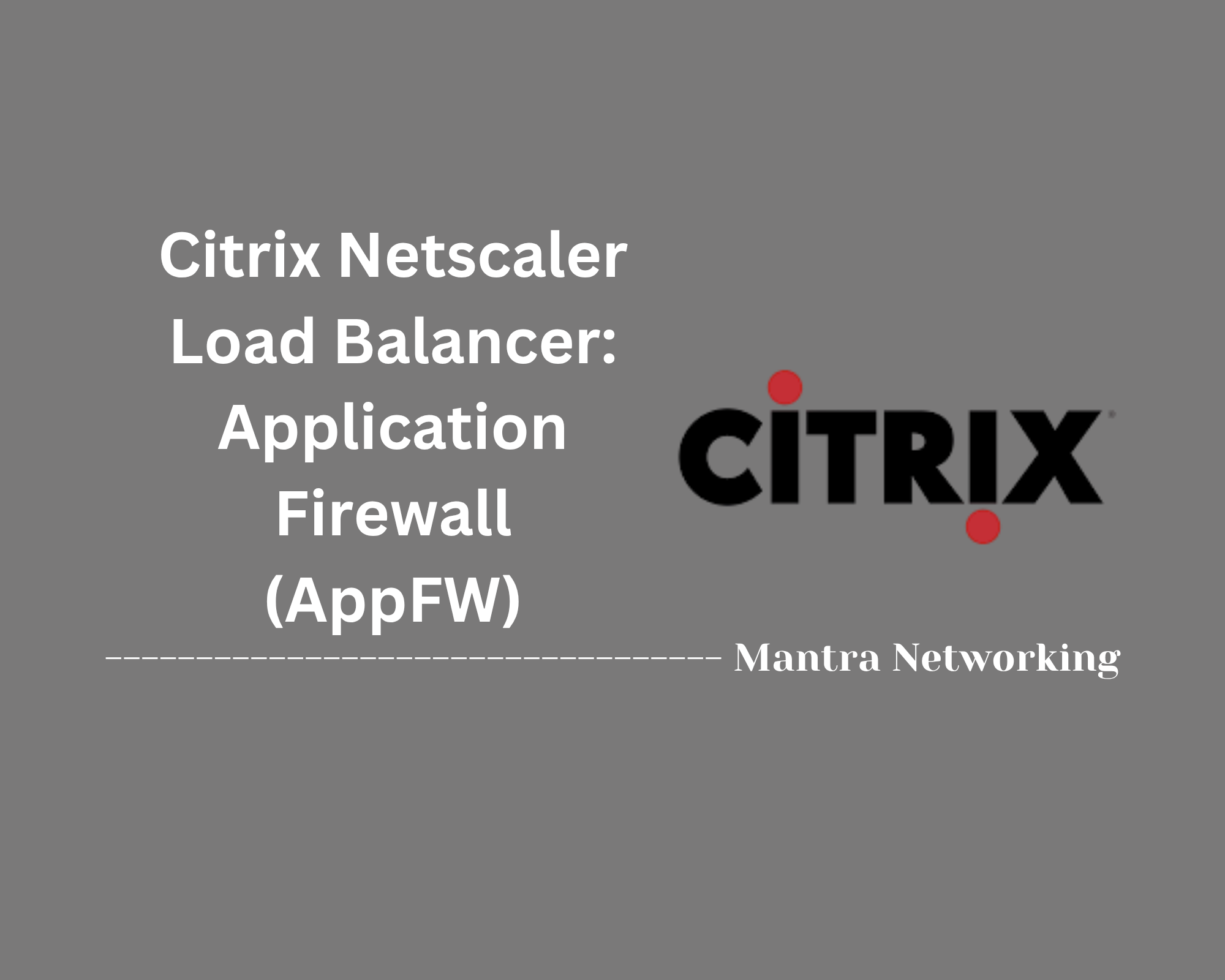 Citrix Netscaler Load Balancer: Application Firewall (AppFW)