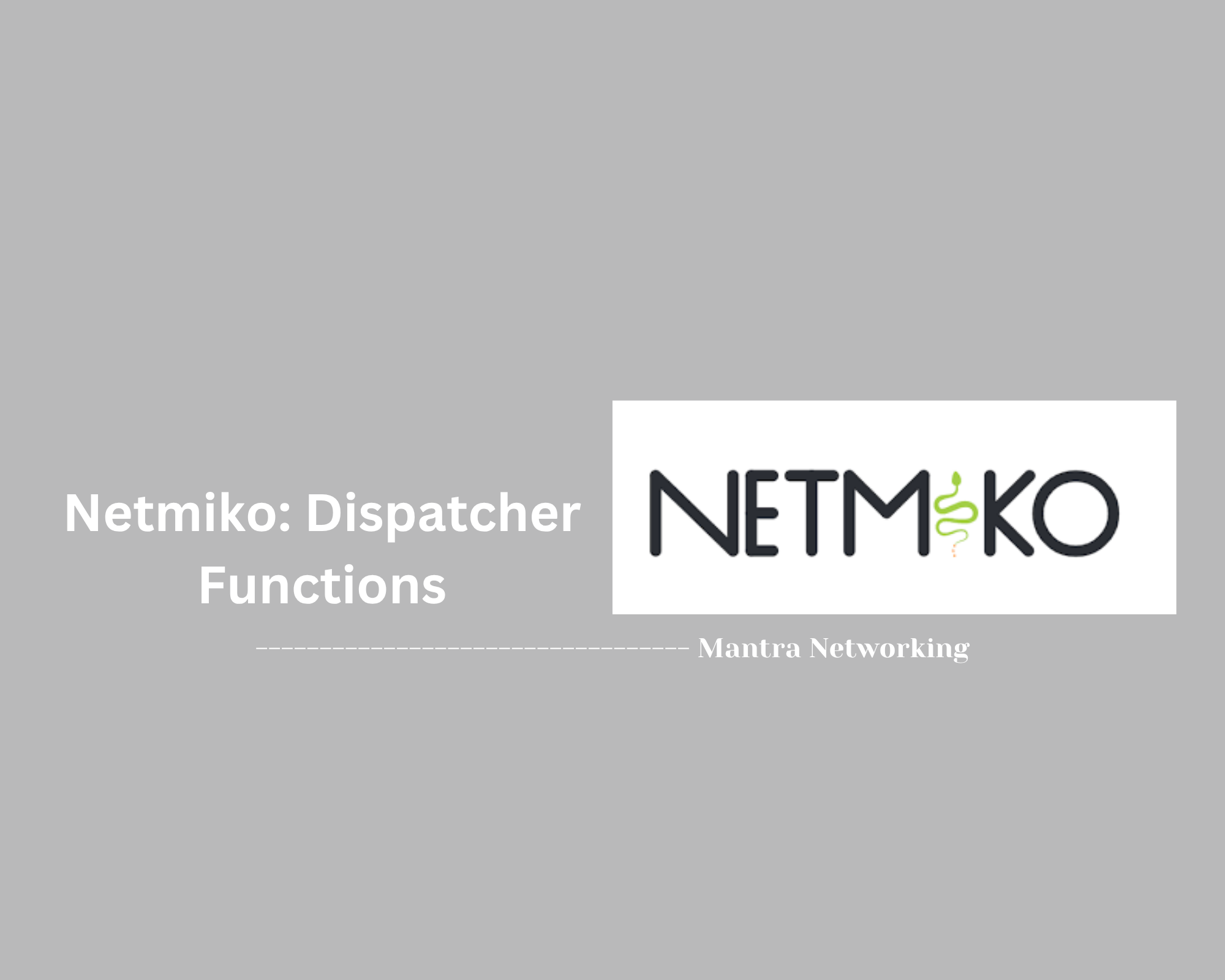 Netmiko: Dispatcher Functions